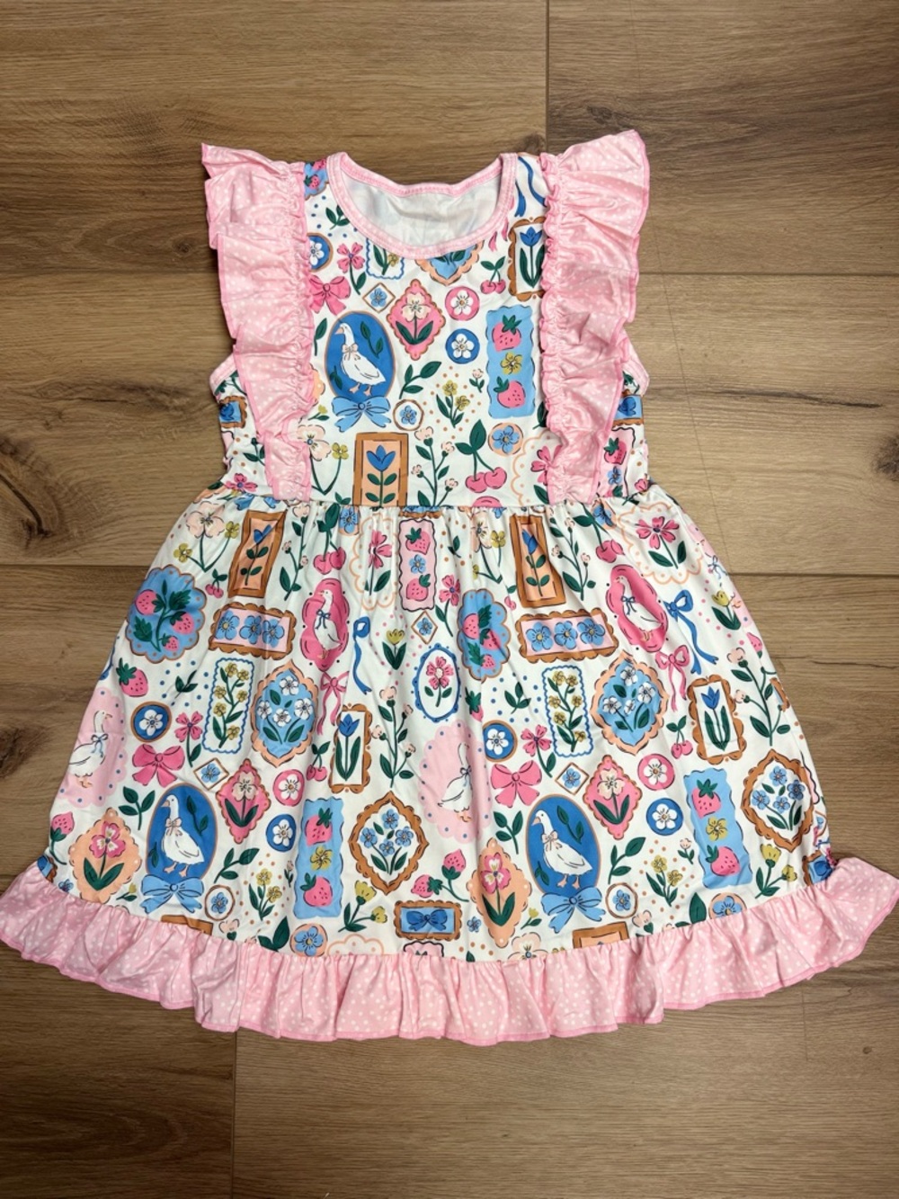 Cottage-core silly goose storybook Ruffle Dress